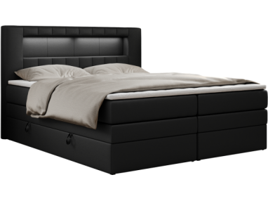 Łóżko kontynentalne GOLD 5 KING 140x200 - H4 - czarny, ekoskóra