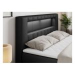 Łóżko kontynentalne GOLD 5 KING 200x200 - H4 - czarny, ekoskóra