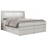 Łóżko kontynentalne GOLD 5 KING 160x200 - H3 - biały, ekoskóra