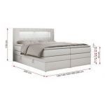 Łóżko kontynentalne GOLD 5 KING 140x200 - H4 - biały, ekoskóra