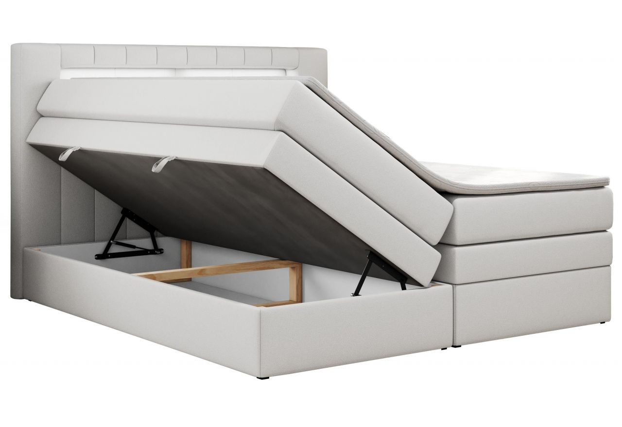 Łóżko kontynentalne GOLD 5 KING 140x200 - H4 - biały, ekoskóra