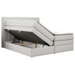 Łóżko kontynentalne GOLD 5 KING 140x200 - H4 - biały, ekoskóra