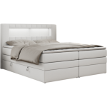 Łóżko kontynentalne GOLD 5 KING 180x200 - H4 - biały, ekoskóra