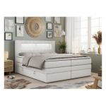 Łóżko kontynentalne GOLD 5 KING 200x200 - H4 - biały, ekoskóra