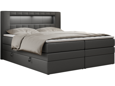 Łóżko kontynentalne GOLD 5 KING 120x200 - H3 - szary, ekoskóra