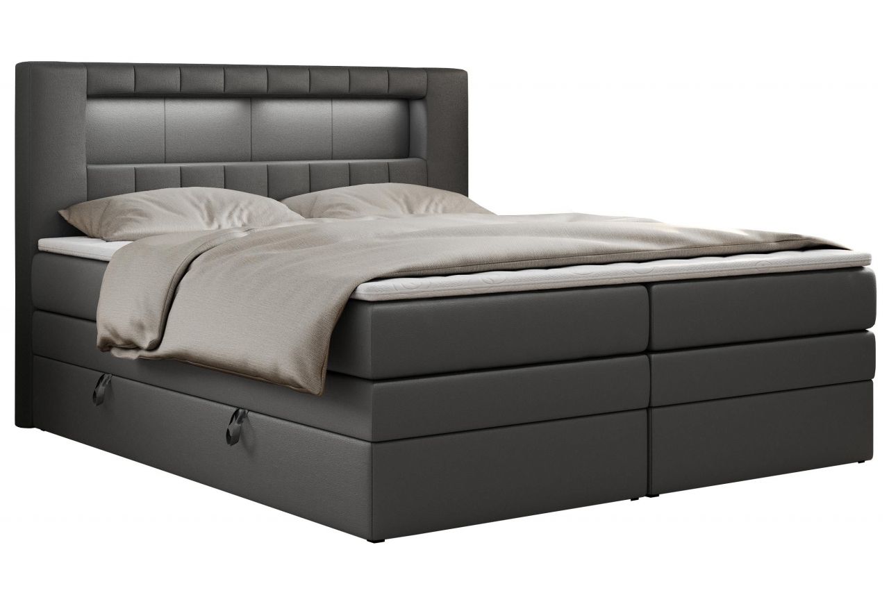 Łóżko kontynentalne GOLD 5 KING 120x200 - H3 - szary, ekoskóra