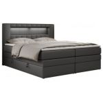 Łóżko kontynentalne GOLD 5 KING 120x200 - H3 - szary, ekoskóra