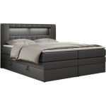 Łóżko kontynentalne GOLD 5 KING 140x200 - H3 - szary, ekoskóra