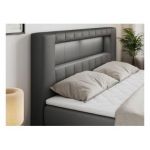 Łóżko kontynentalne GOLD 5 KING 200x200 - H3 - szary, ekoskóra