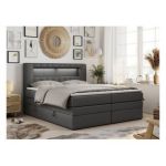 Łóżko kontynentalne GOLD 5 KING 120x200 - H4 - szary, ekoskóra