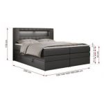 Łóżko kontynentalne GOLD 5 KING 140x200 - H4 - szary, ekoskóra