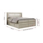 Łóżko kontynentalne GOLD 5 KING 120x200 - H3 - beżowy, welwet