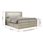 Łóżko kontynentalne GOLD 5 KING 200x200 - H3 - beżowy, welwet