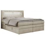 Łóżko kontynentalne GOLD 5 KING 120x200 - H4 - beżowy, welwet