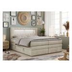 Łóżko kontynentalne GOLD 5 KING 140x200 - H4 - beżowy, welwet