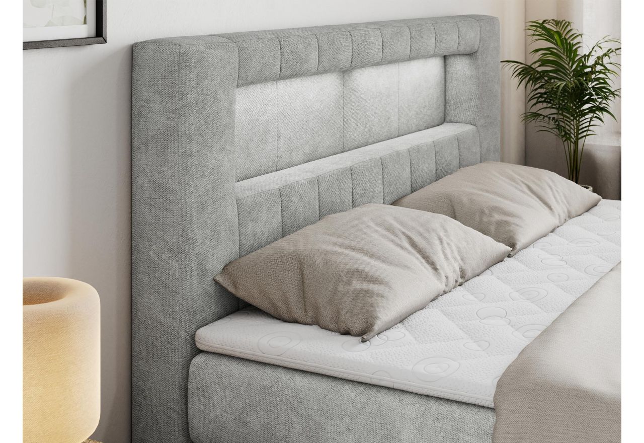 Łóżko kontynentalne GOLD 5 KING 120x200 - H3 - jasnoszary, struktura