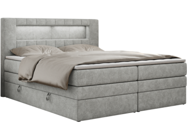 Łóżko kontynentalne GOLD 5 KING 140x200 - H3 - jasnoszary, struktura