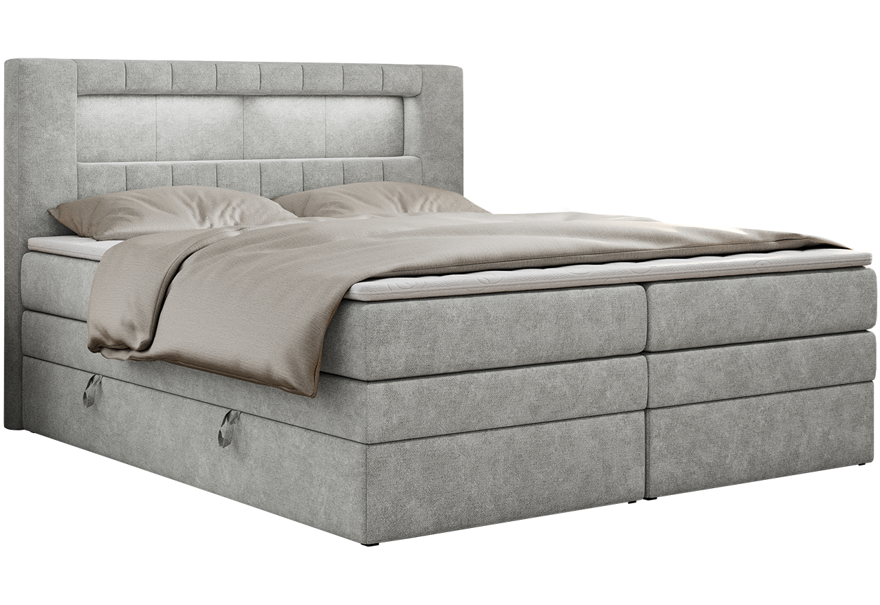 Łóżko kontynentalne GOLD 5 KING 180x200 - H3 - jasnoszary, struktura