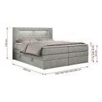 Łóżko kontynentalne GOLD 5 KING 120x200 - H4 - jasnoszary, struktura