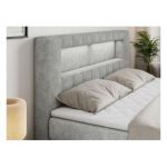 Łóżko kontynentalne GOLD 5 KING 160x200 - H4 - jasnoszary, struktura