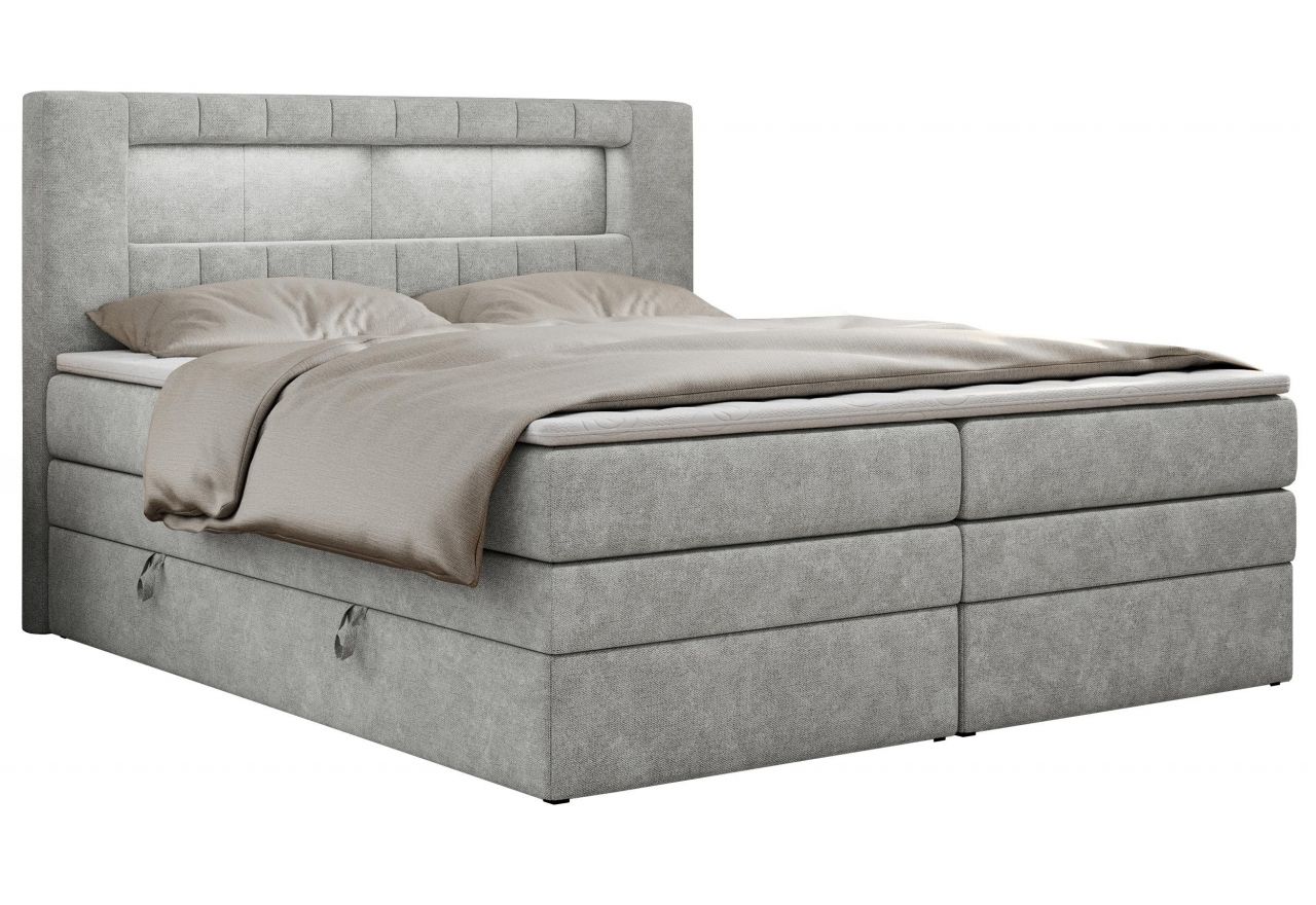 Łóżko kontynentalne GOLD 5 KING 200x200 - H4 - jasnoszary, struktura