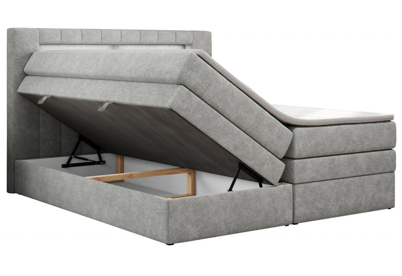 Łóżko kontynentalne GOLD 5 KING 200x200 - H4 - jasnoszary, struktura