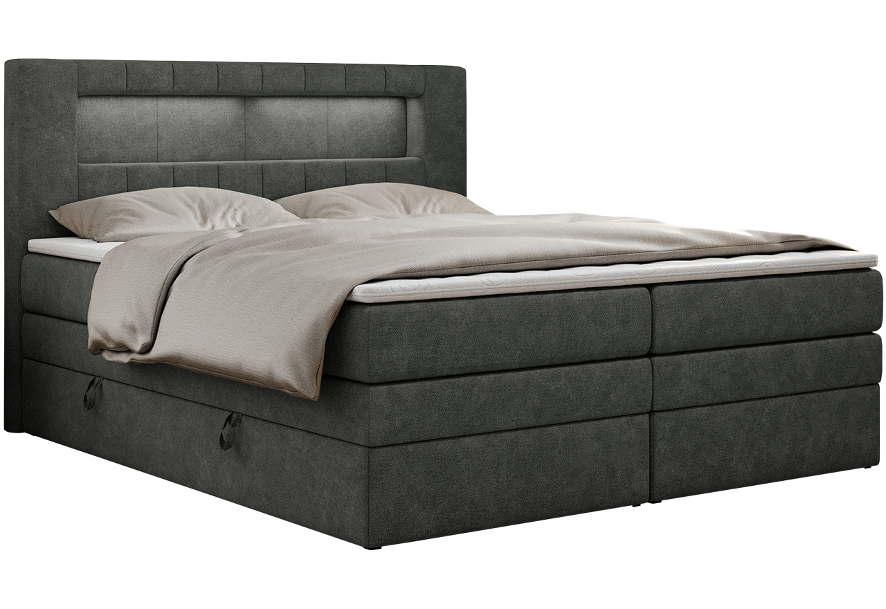 Łóżko kontynentalne GOLD 5 KING 180x200 - H3 - ciemnoszary, struktura