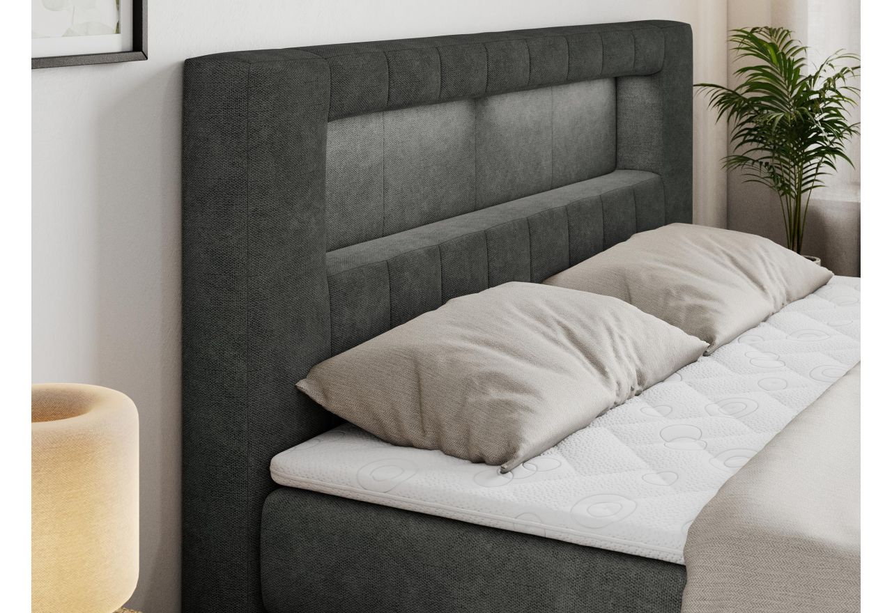 Łóżko kontynentalne GOLD 5 KING 180x200 - H3 - ciemnoszary, struktura