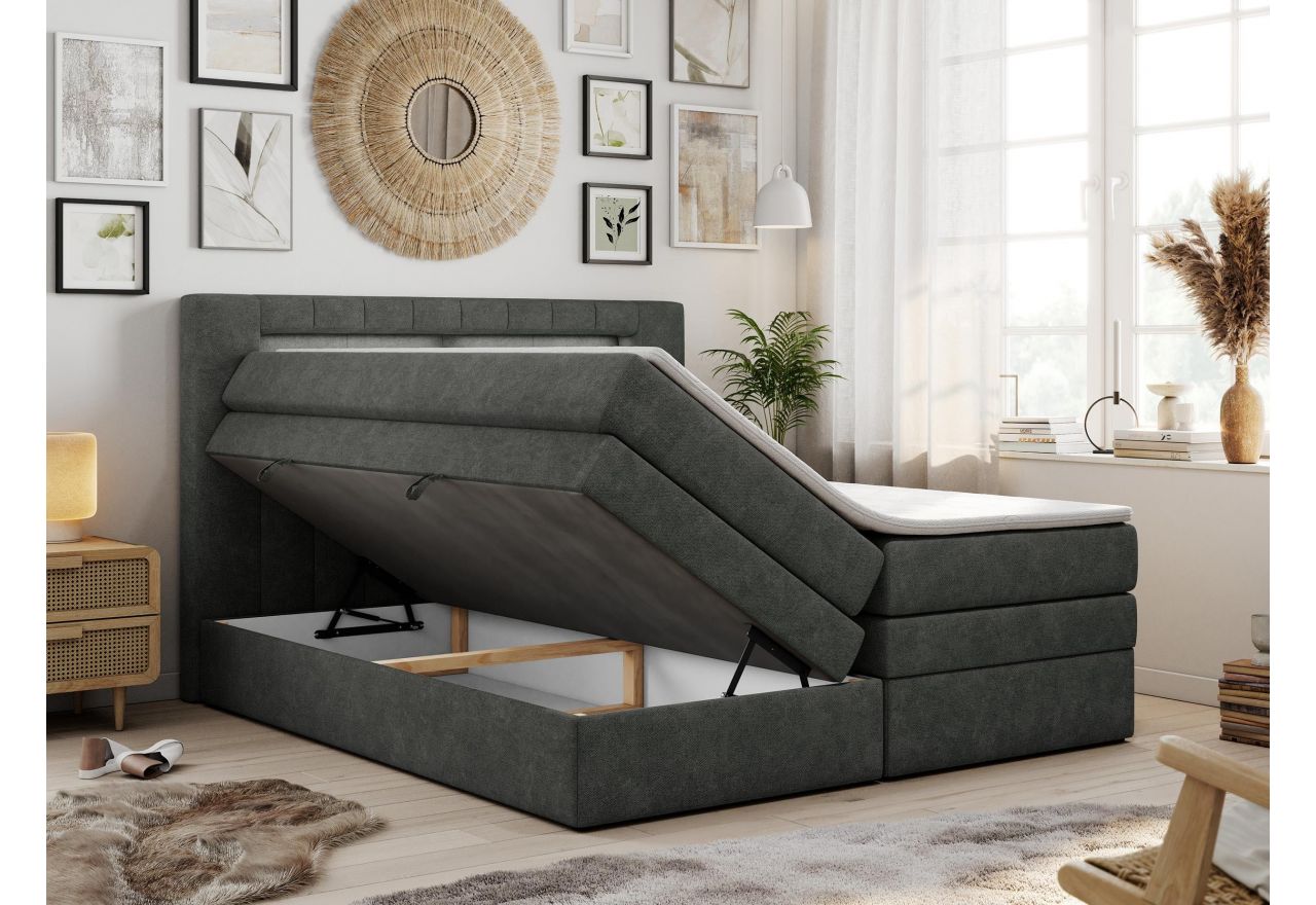 Łóżko kontynentalne GOLD 5 KING 120x200 - H4 - ciemnoszary, struktura