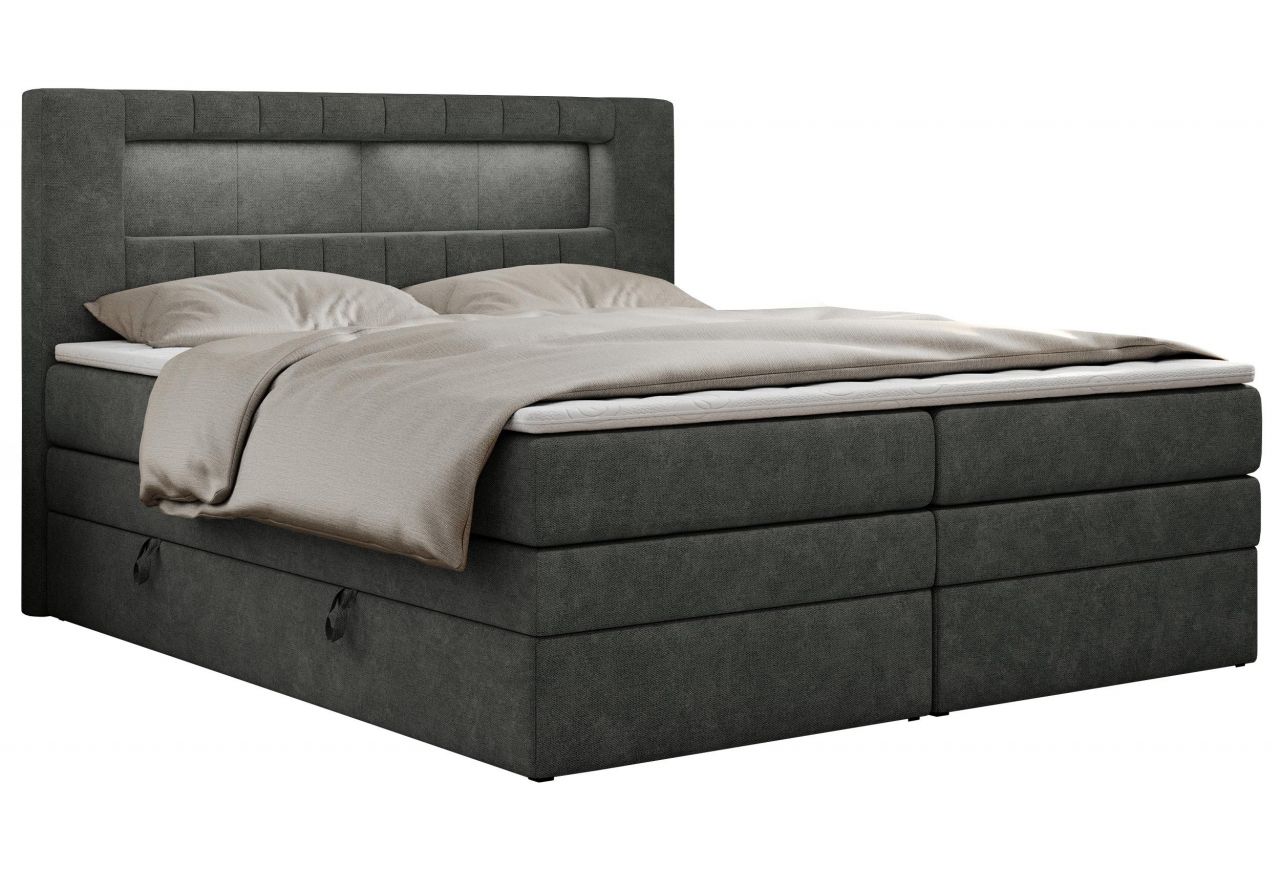 Łóżko kontynentalne GOLD 5 KING 120x200 - H4 - ciemnoszary, struktura