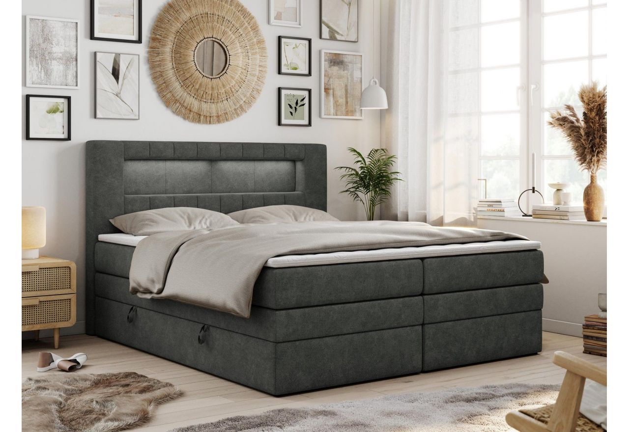 Łóżko kontynentalne GOLD 5 KING 180x200 - H4 - ciemnoszary, struktura