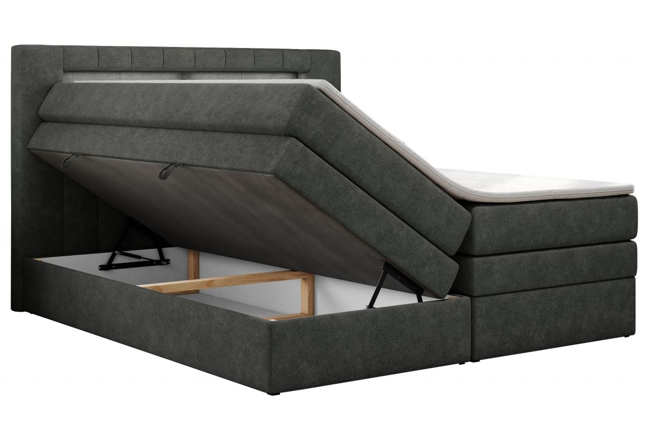 Łóżko kontynentalne GOLD 5 KING 180x200 - H4 - ciemnoszary, struktura