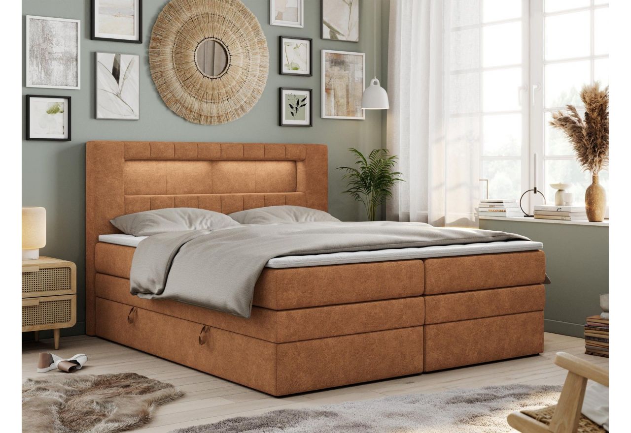 Łóżko kontynentalne GOLD 5 KING 120x200 - H4 - pomarańczowy, struktura