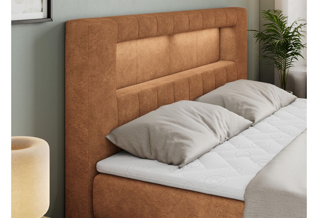 Łóżko kontynentalne GOLD 5 KING 120x200 - H4 - pomarańczowy, struktura