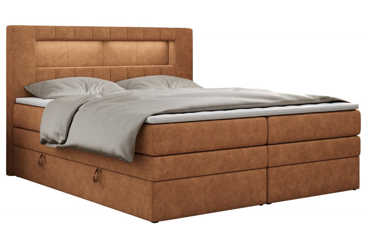 Łóżko kontynentalne GOLD 5 KING 120x200 - H4 - pomarańczowy, struktura