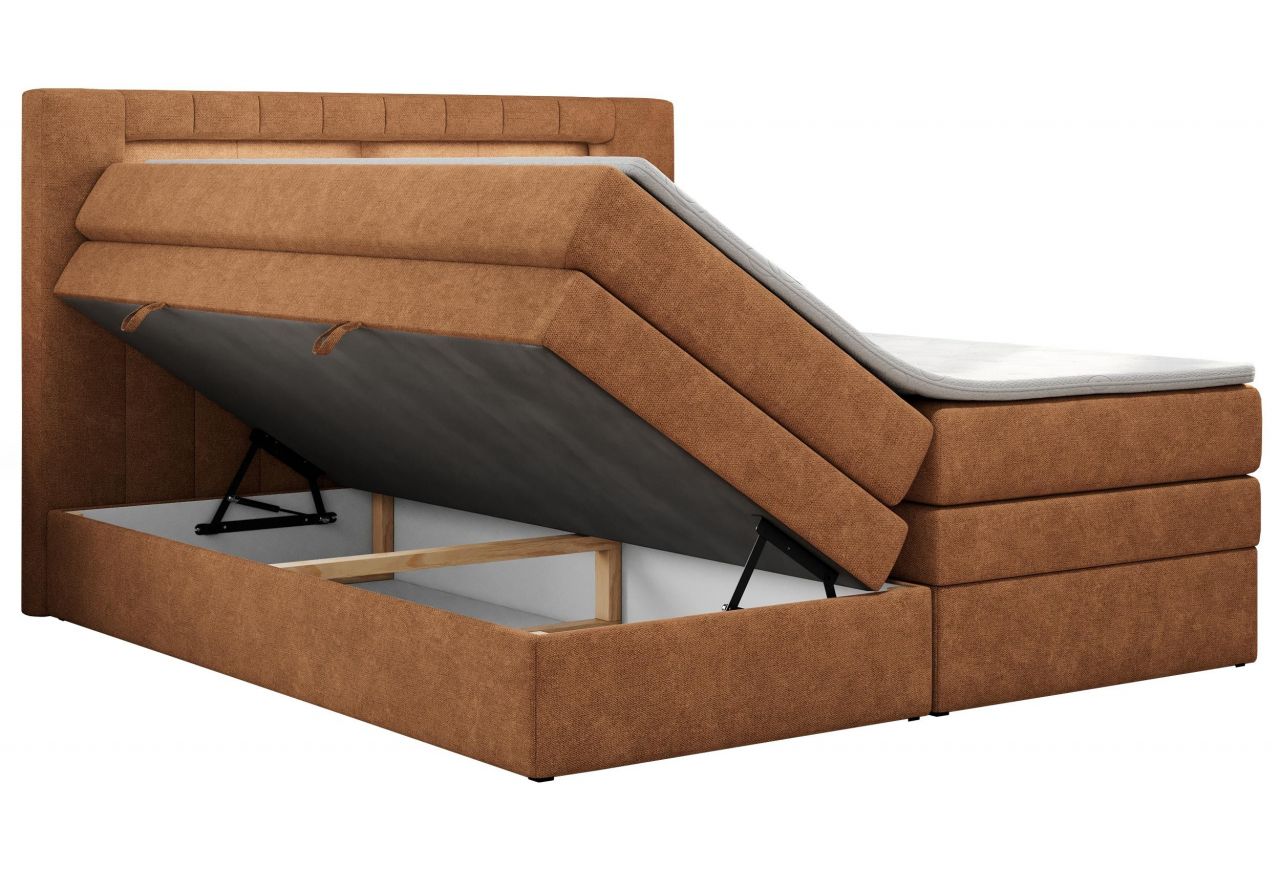 Łóżko kontynentalne GOLD 5 KING 140x200 - H4 - pomarańczowy, struktura