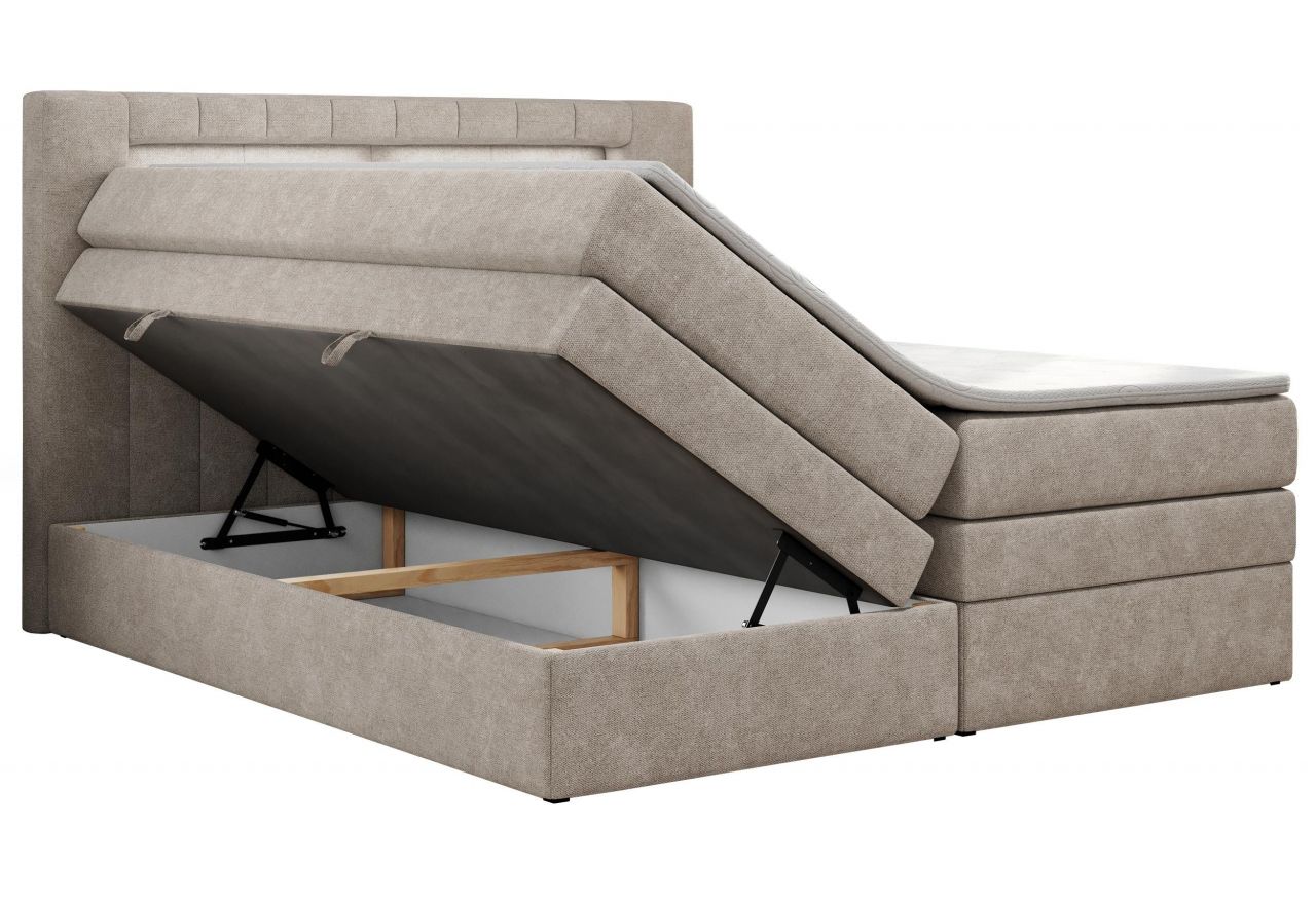 Łóżko kontynentalne GOLD 5 KING 140x200 - H3 - beżowy, struktura