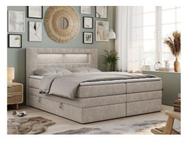 Łóżko kontynentalne GOLD 5 KING 180x200 - H3 - beżowy, struktura