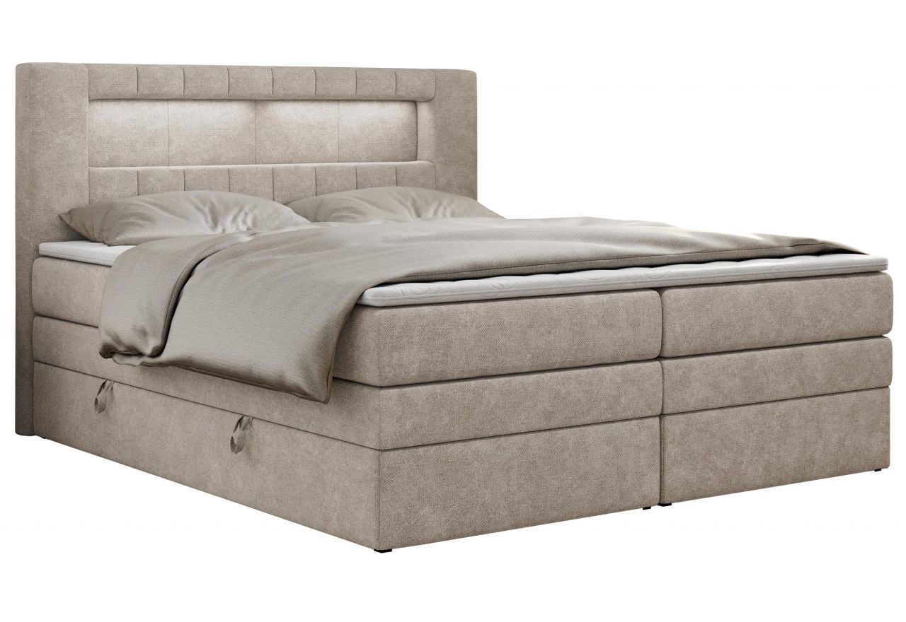 Łóżko kontynentalne GOLD 5 KING 120x200 - H4 - beżowy, struktura