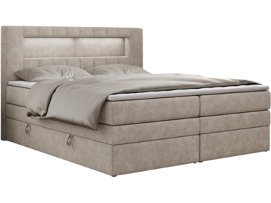 Łóżko kontynentalne GOLD 5 KING 180x200 - H4 - beżowy, struktura