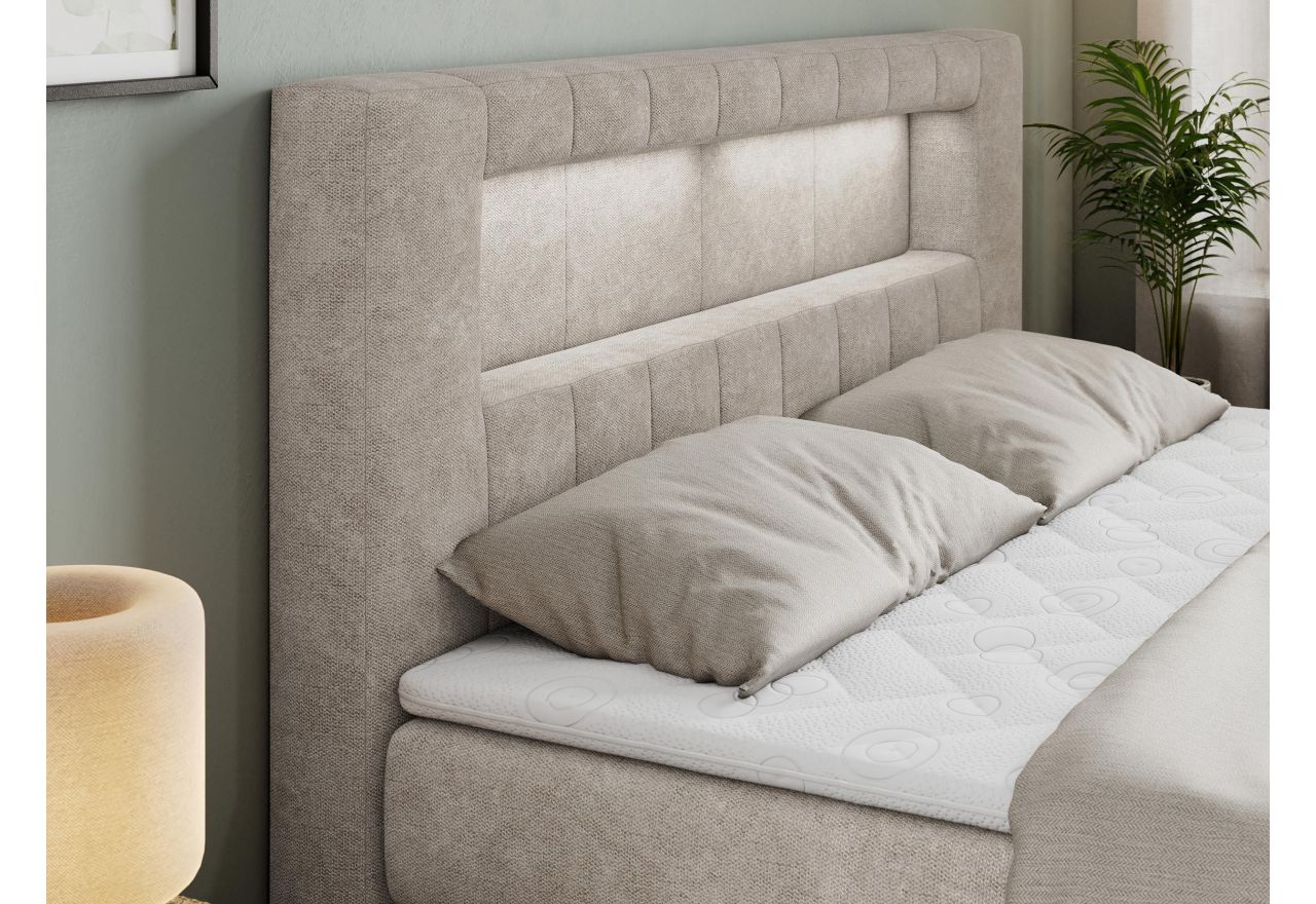 Łóżko kontynentalne GOLD 5 KING 200x200 - H4 - beżowy, struktura