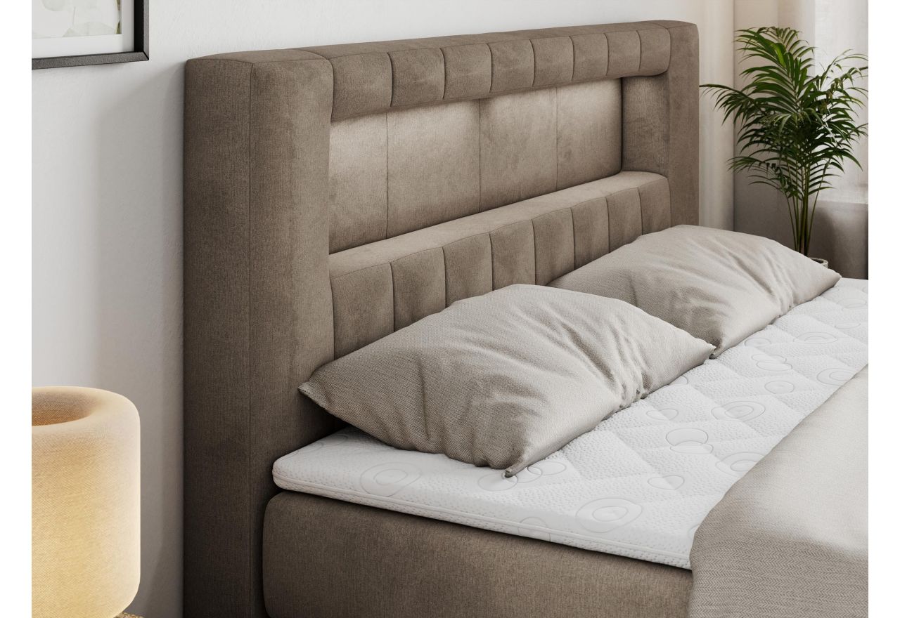 Łóżko kontynentalne GOLD 5 KING 120x200 - H4 - brązowy, welwet