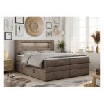 Łóżko kontynentalne GOLD 5 KING 160x200 - H4 - brązowy, welwet