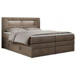 Łóżko kontynentalne GOLD 5 KING 160x200 - H4 - brązowy, welwet