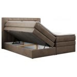 Łóżko kontynentalne GOLD 5 KING 160x200 - H4 - brązowy, welwet