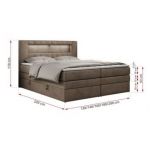 Łóżko kontynentalne GOLD 5 KING 180x200 - H4 - brązowy, welwet