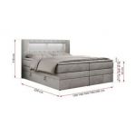 Łóżko kontynentalne GOLD 5 KING 120x200 - H3 - jasnoszary, welwet