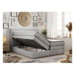 Łóżko kontynentalne GOLD 5 KING 120x200 - H3 - jasnoszary, welwet