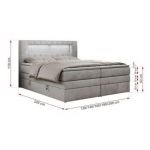 Łóżko kontynentalne GOLD 5 KING 200x200 - H3 - jasnoszary, welwet