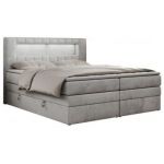 Łóżko kontynentalne GOLD 5 KING 120x200 - H4 - jasnoszary, welwet